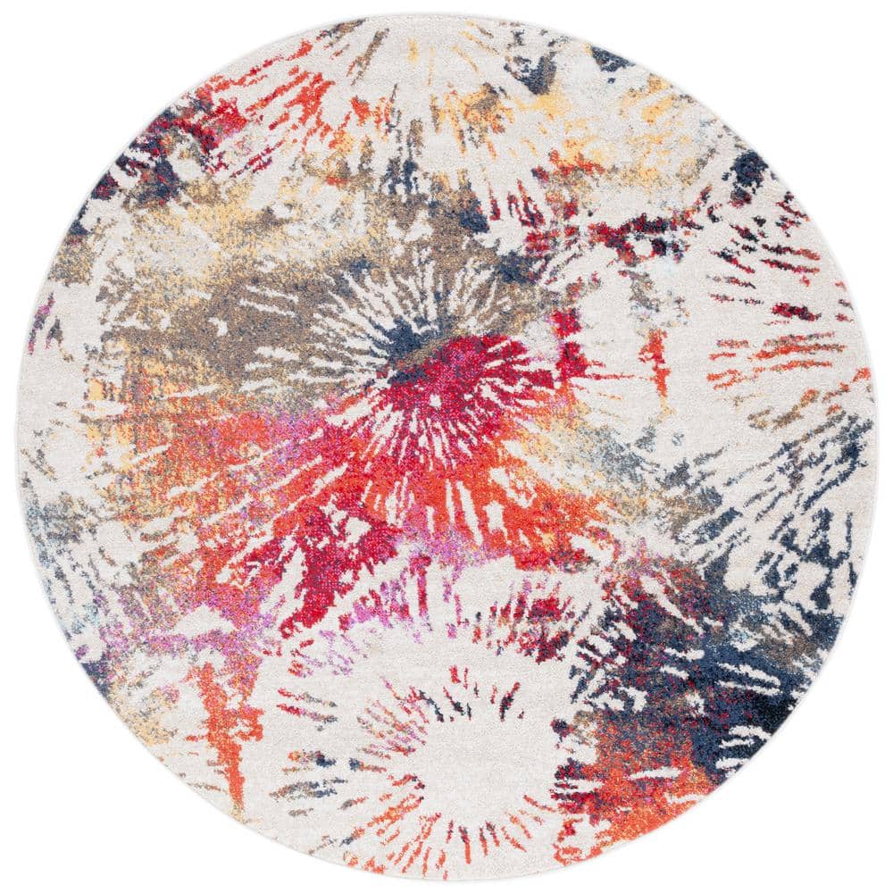 SAFAVIEH Adirondack Ivory/Fuchsia Gold 6 ft. x 6 ft. Eclectic Splatter ...