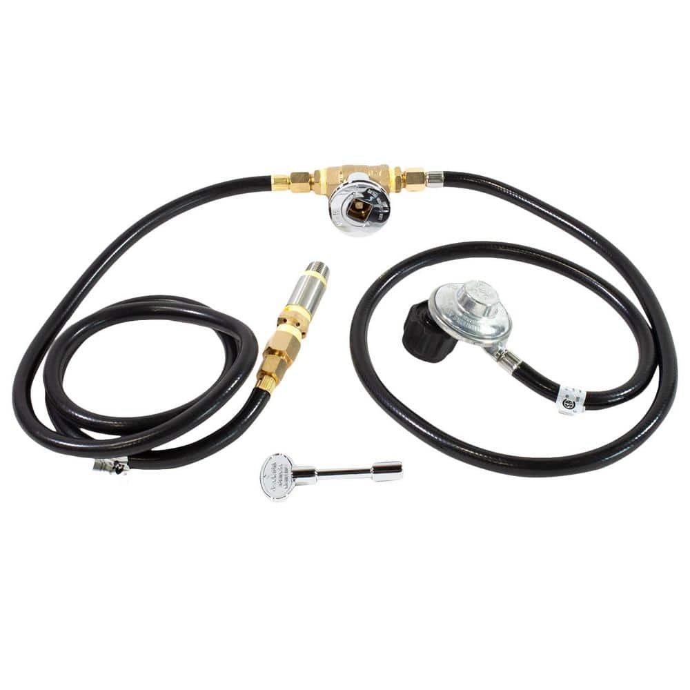 Celestial Fire Glass LP Burner Connection Kit w/90K BTU Air Mixer, Chrome Key Valve, and