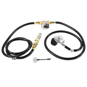 LP Burner Connection Kit w/90K BTU Air Mixer, Chrome Key Valve, and Regulator for Outdoor Propane Fire Pits