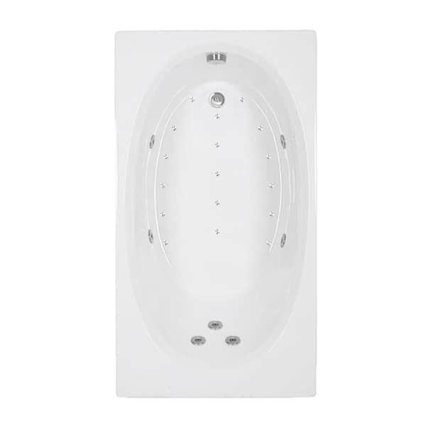 Comfortflo 60 in. x 32 in. Acrylic Rectangular Drop-in Whirlpool and Air Bathtub with Reversible Drain in White