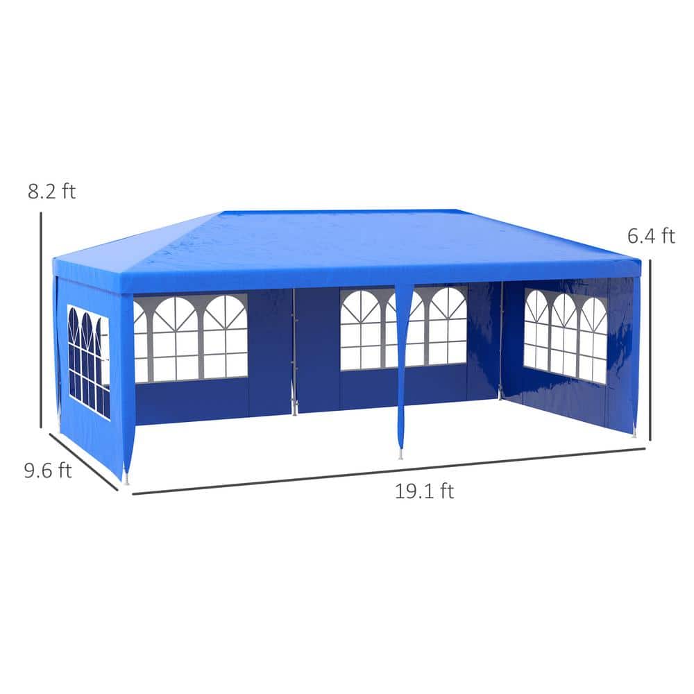 Large Blue Steel Frame Patio Canopy Tent with Sidewalls