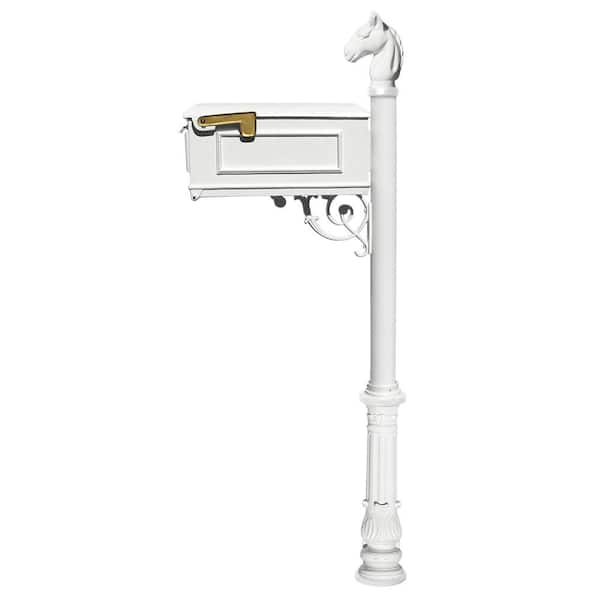 QualArc Lewiston Equine White Post Mount Non-Locking Mailbox