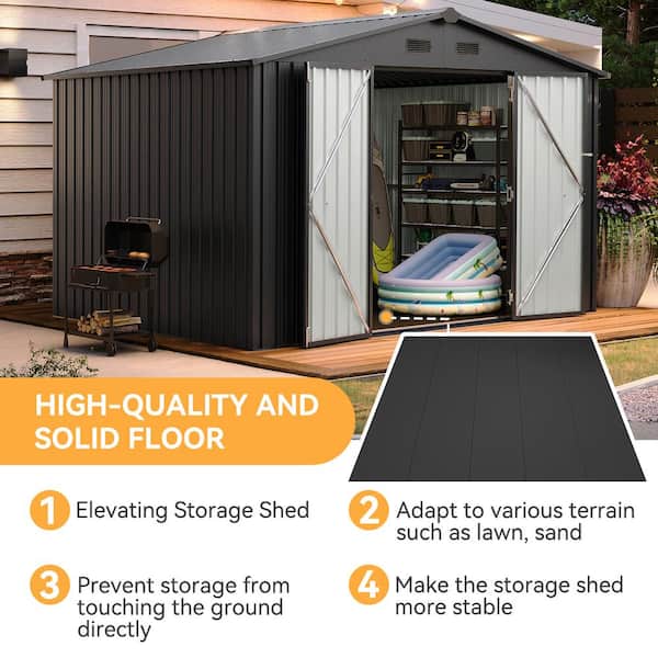 Sizzim 10 ft. W x 10 ft. D Storage Metal Shed with Double