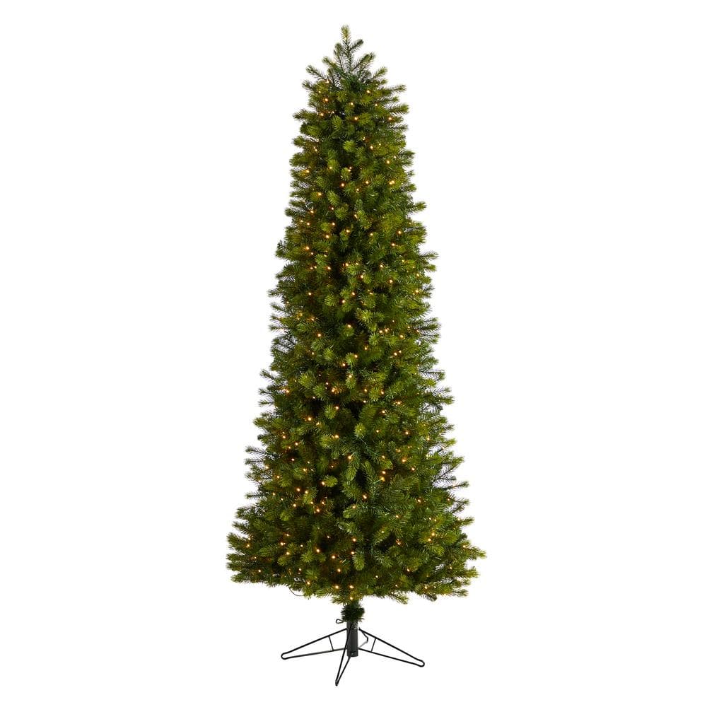 Nearly Natural 6.5 Ft. Slim Colorado Mountain Spruce Artificial Christmas Tree With 600 Warm White Micro Led Lights & Bendable Branches T3512