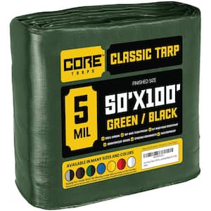 50 ft. x 100 ft. Green/Black 5 Mil Heavy Duty Polyethylene Tarp, Waterproof, UV Resistant, Rip and Tear Proof