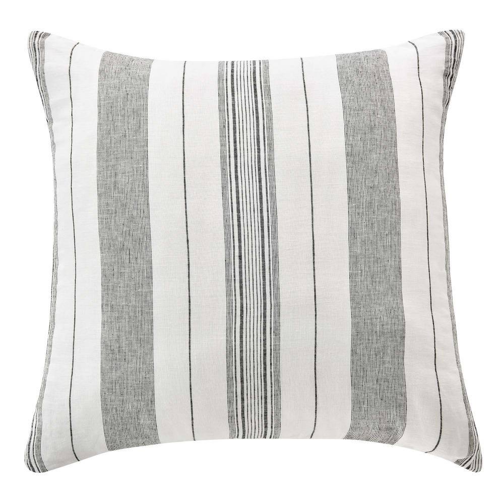 Monroe Stripe White and Gray Cotton Euro Sham