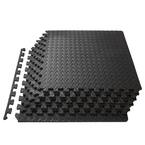  Signature Fitness Puzzle Exercise Mat with EVA Foam  Interlocking Tiles, Black, 1/2” Thick, 6 Tiles, 24 Sq Ft