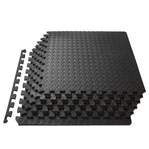 Exercise Puzzle Mat Black 24 in. x 24 in. x 0.5 in. EVA Foam Interlocking Anti-Fatigue Exercise Tile Mat (6-Pack)