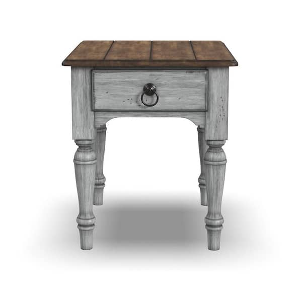 HOMESTYLES Elkins 23 in Gray Square Wood End Table