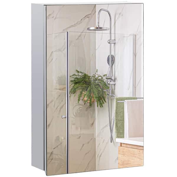 15.25 in. W x 23.5 in. H Rectangular Frameless Medicine Cabinet with Mirror and Three Shelves