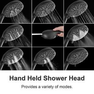 1-Spray Single Handle Round Rain Shower Faucet Combo Set Wall Mount with Dual Function Pressure Balance Valve in. Black