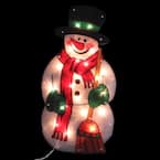 17.5 in. Lighted Christmas Snowman with Broom Window Silhouette