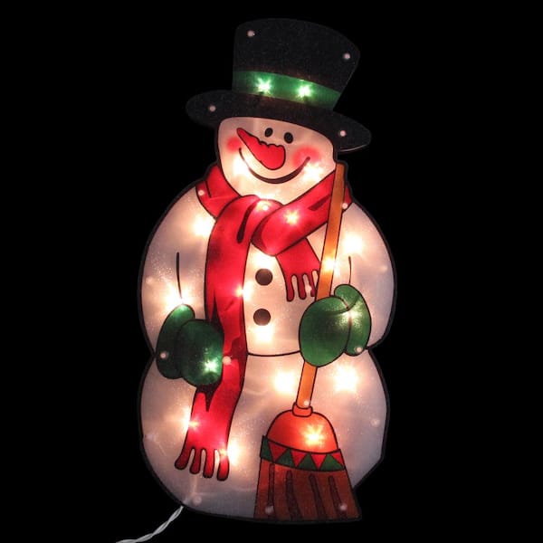 Northlight 17.5 in. Lighted Christmas Snowman with Broom Window ...