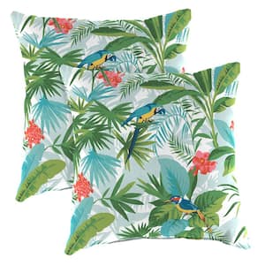 18 in. L x 18 in. W x 4 in. T Square Outdoor Throw Pillow in Jabber Clover (2-Pack)