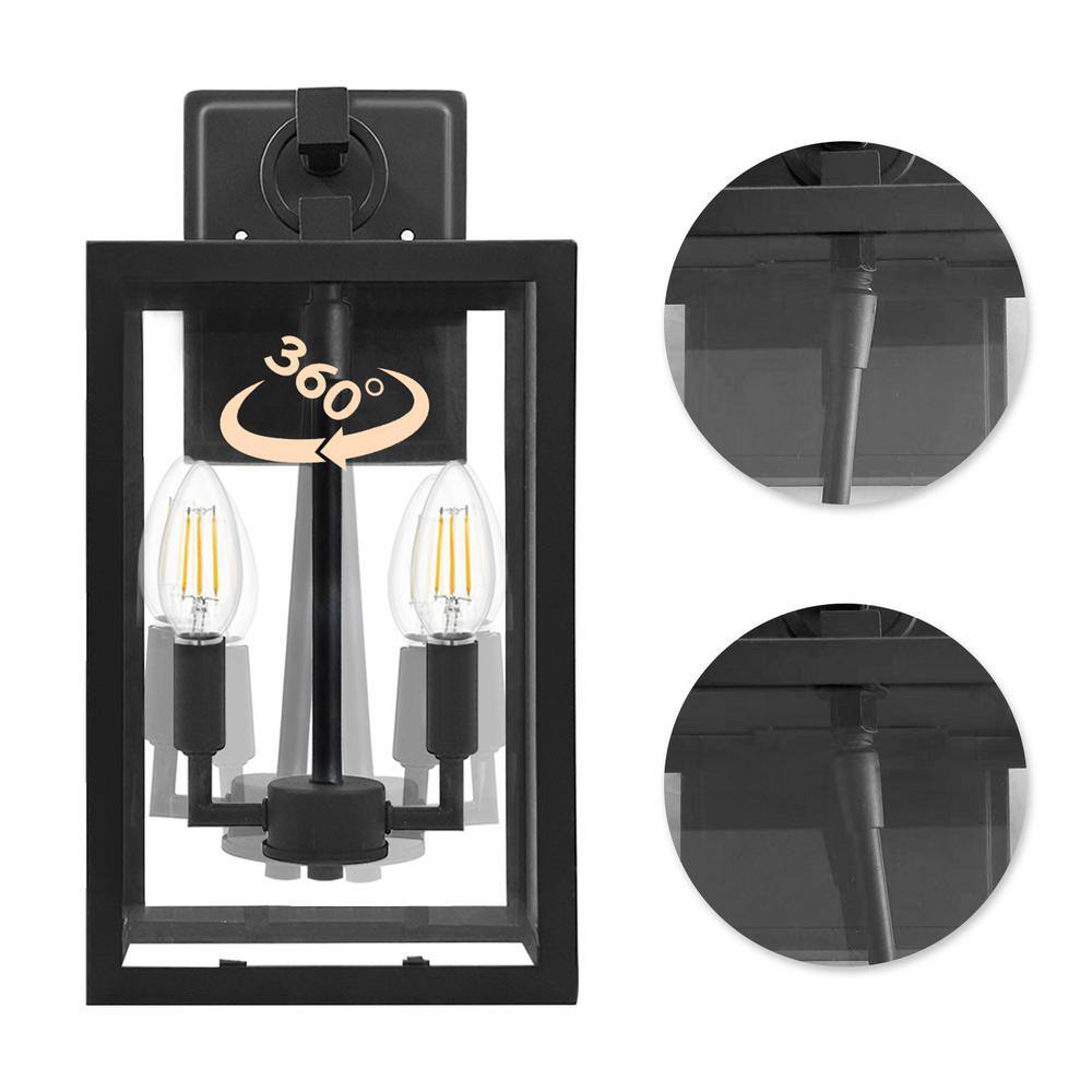 Matte Black 14" Metal Boxy Lantern Sconce