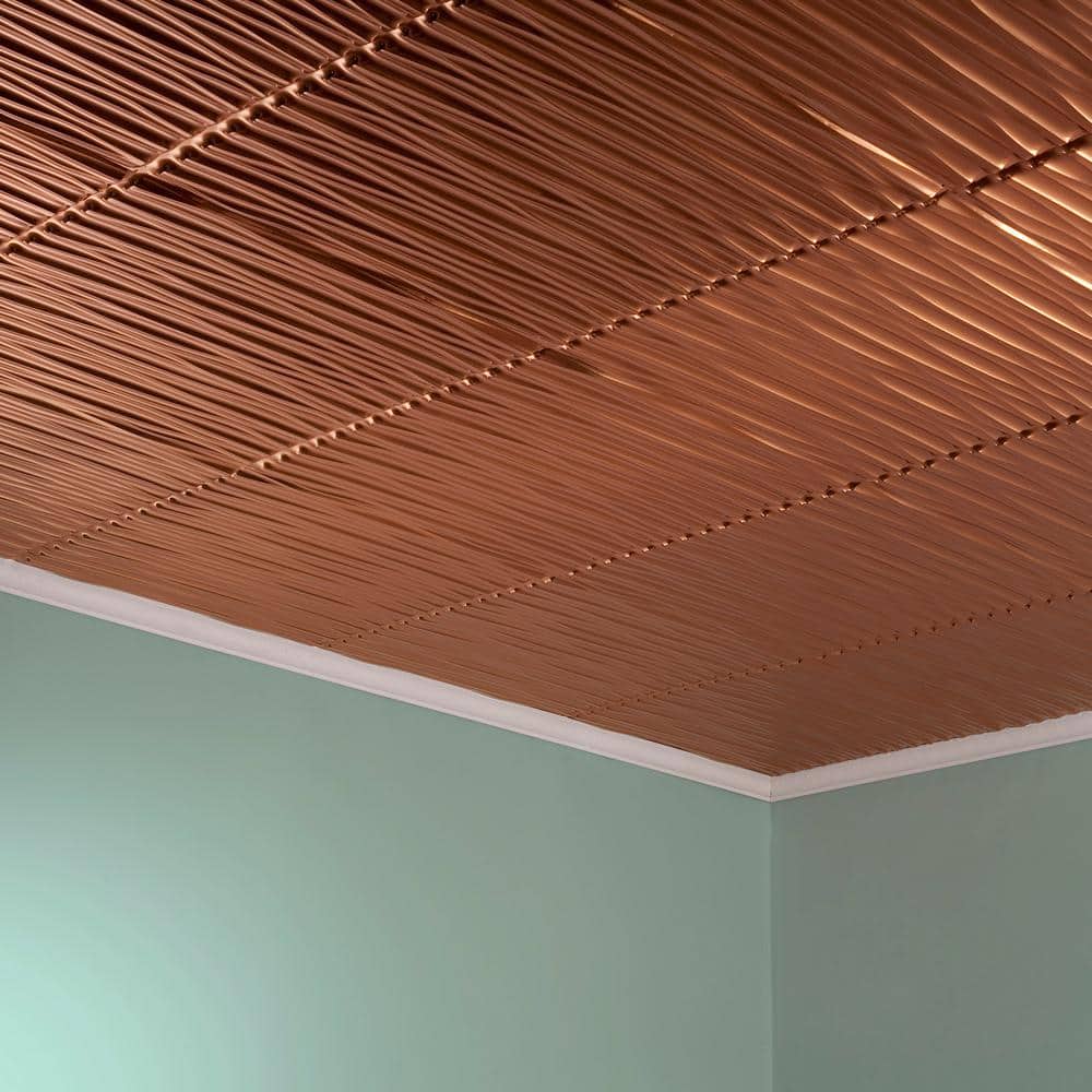 Polished Copper Embossed Vinyl 24'' x 24'' Glue Up Ceiling Tile