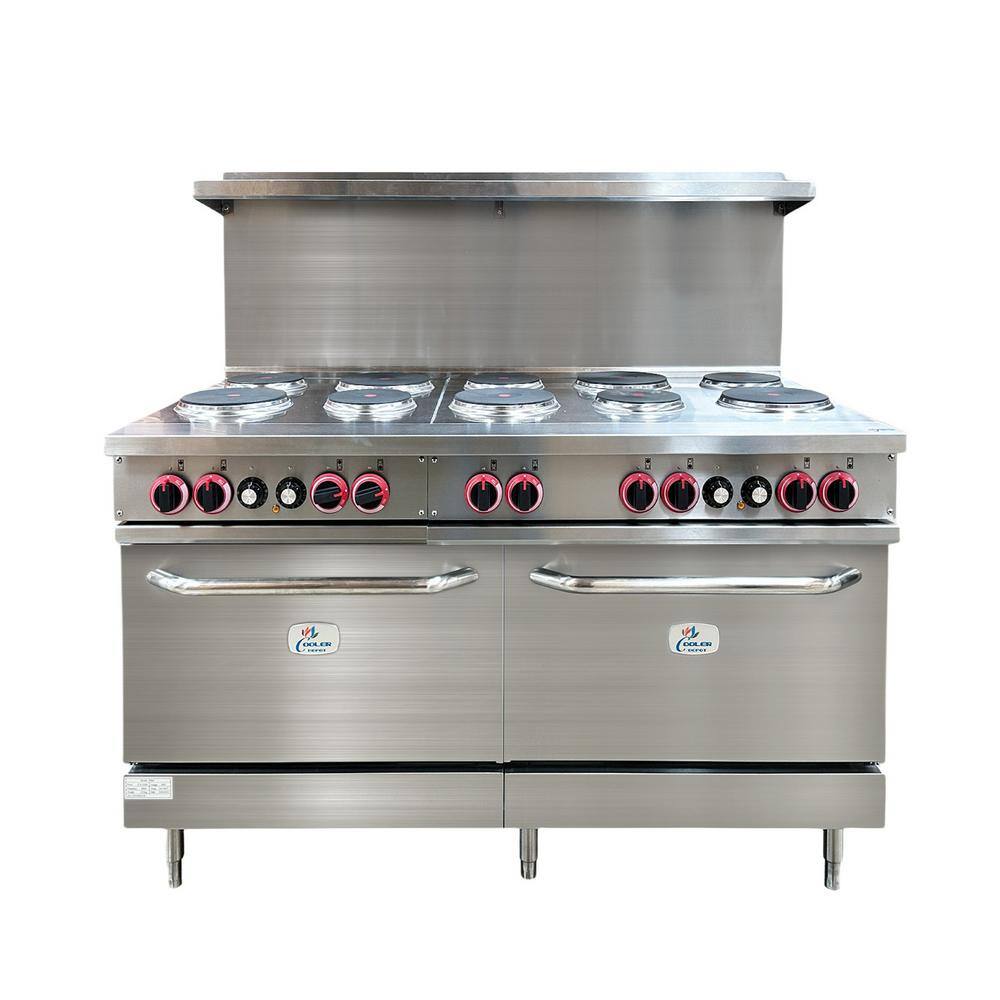 60 in. W 10-Burner Commercial Electric Hot Plate Range 208-Volt 3-Phase in Stainless Steel