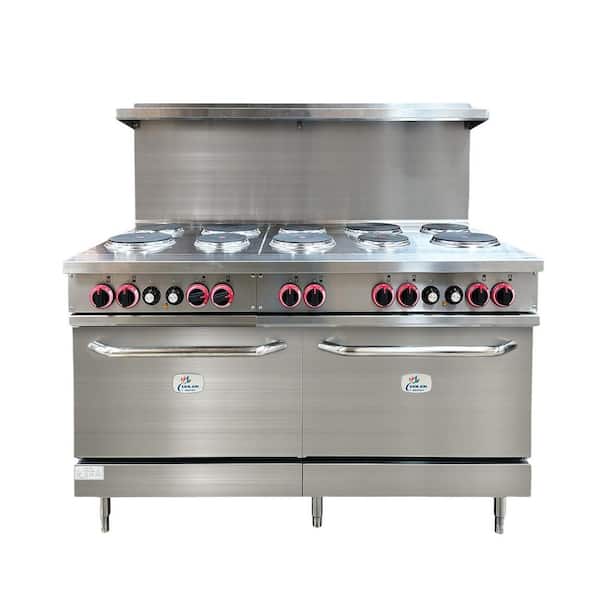 Cooler Depot 60 in. W 10-Burner Commercial Electric Hot Plate Range 208-Volt 3-Phase in Stainless Steel