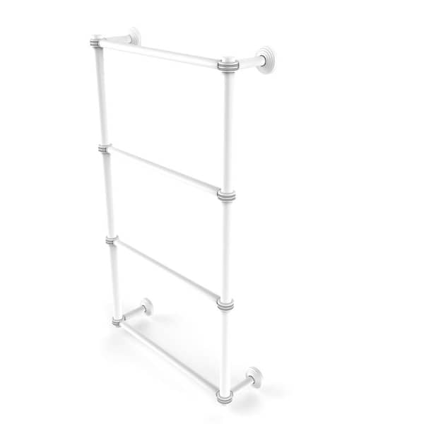 Waverly Place Collection 24 in. Wall Mounted 4 Tier Ladder Towel Bar with Dotted Detail in Matte White