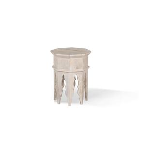 Viola 18" L Whitewash Wood Carved Accent Table