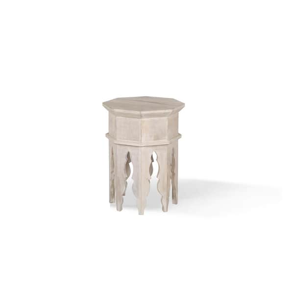 Unbranded Viola 18" L Whitewash Wood Carved Accent Table