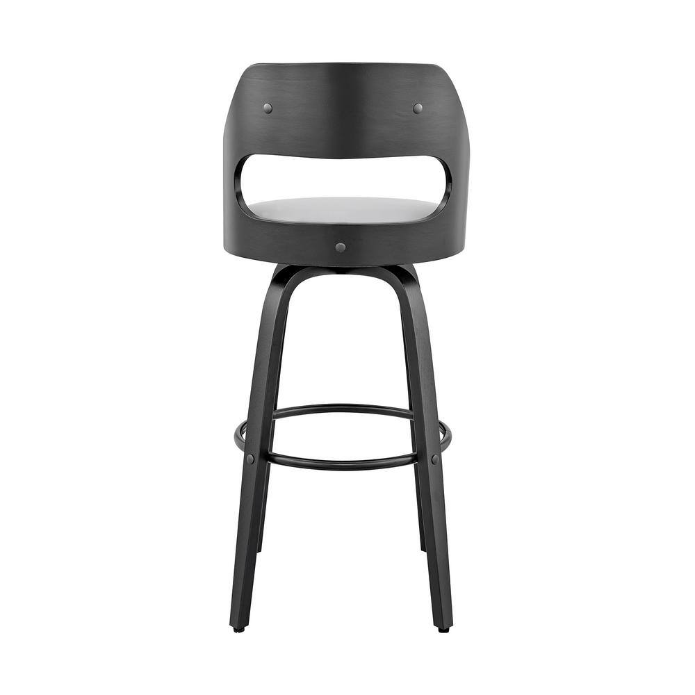 Julius 26" Gray Faux Leather & Black Metal Swivel Counter Stool