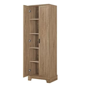 23.30 in. W x 16.90 in. D x 71.20 in. H Brown Storage Linen Cabinet with 2-Doors and Adjustable Shelf