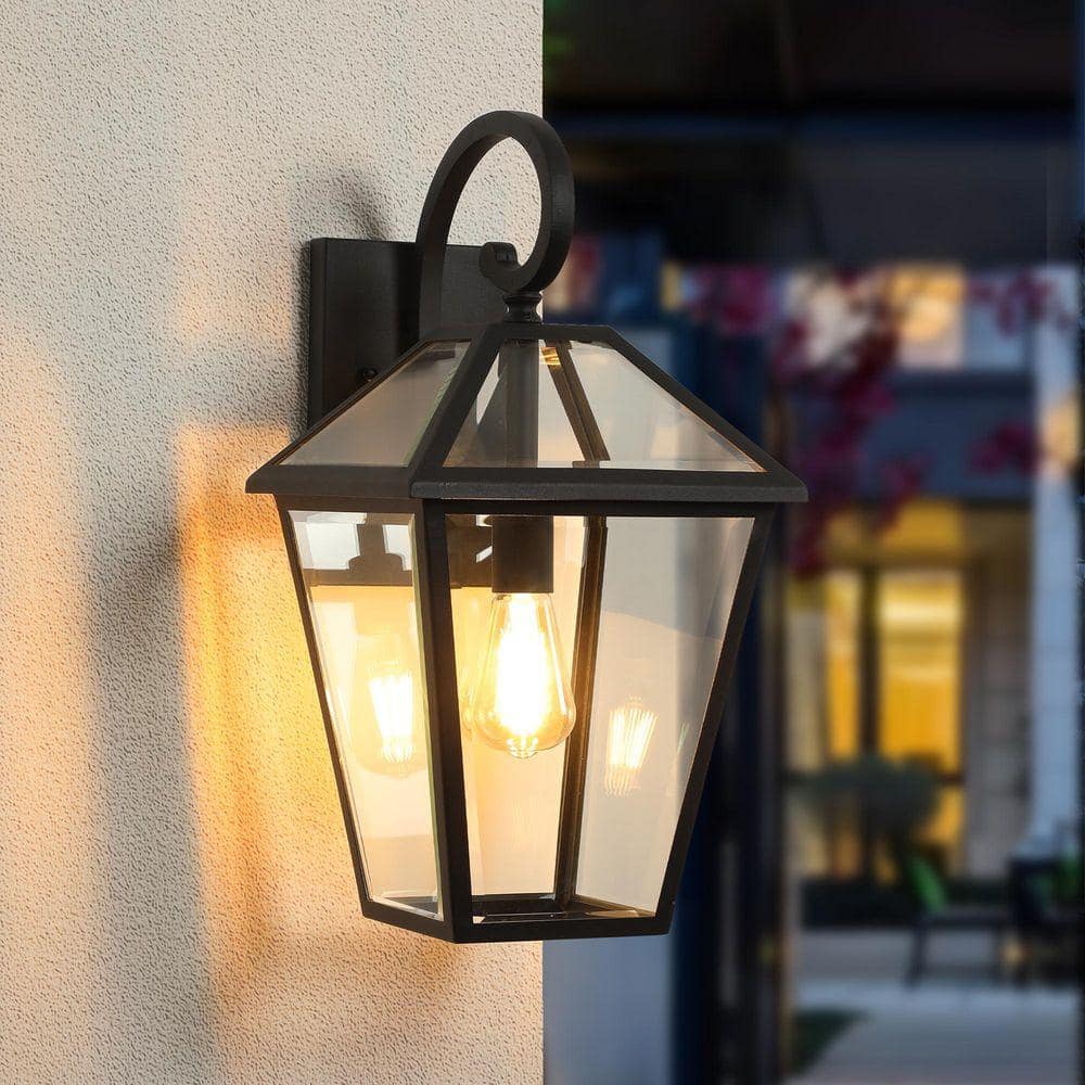 "10"" 1-Light Black Vintage Wall Sconce with Clear Glass Shade for Porch, Patio, Garage, and Entryway(Set of 2)" price history on PriceWatchPro