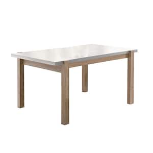 30 in. H Rectangular White and Brown Wooden Dining Table with Straight Legs