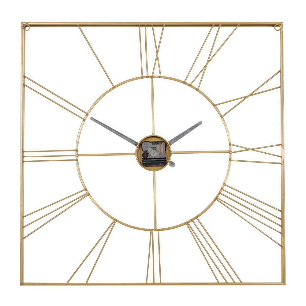 24" Gold Metal Open Frame Square Wall Clock