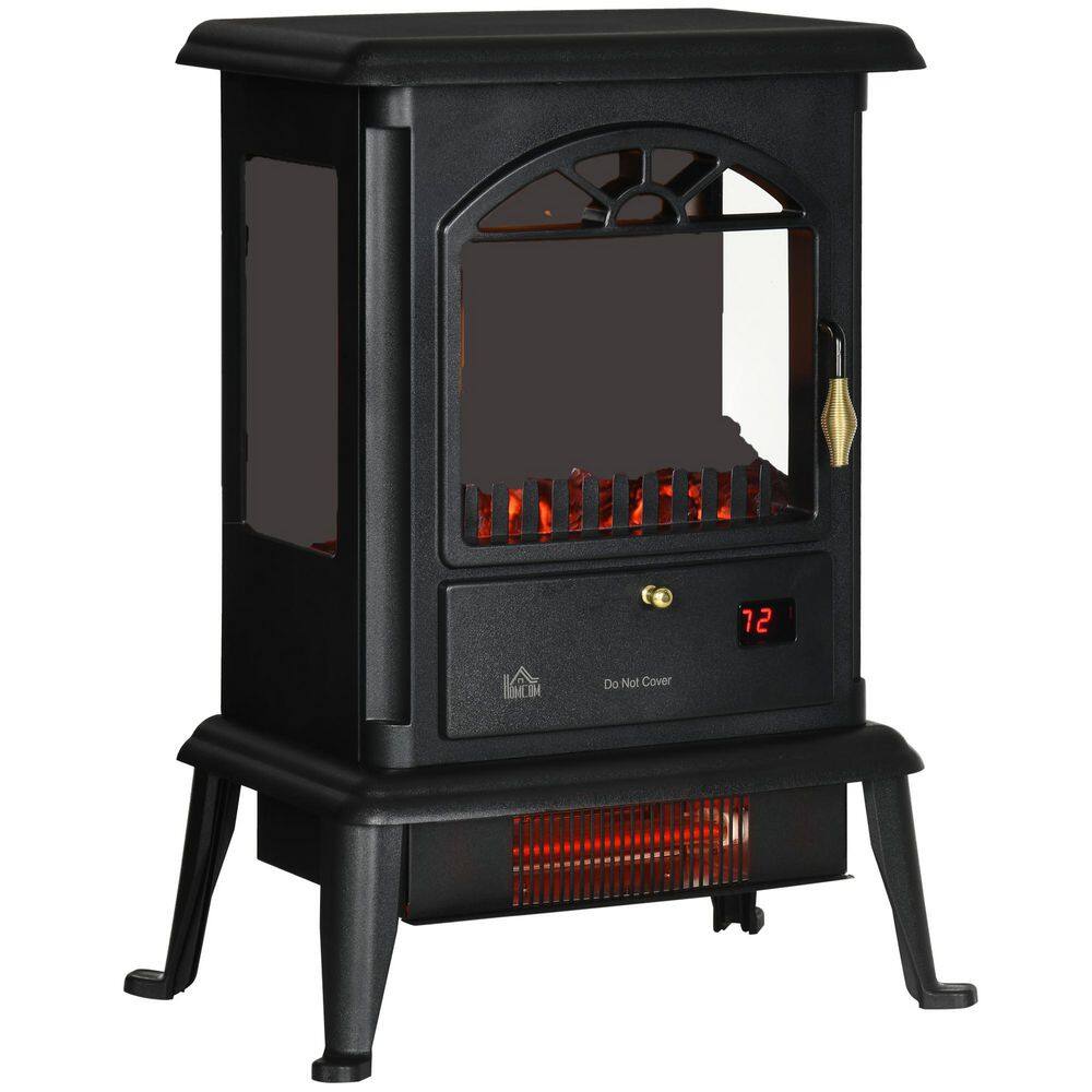 1000-Watt/ 1500-Watt Black Electric Fireplace Tower Radiant Infrared Space 