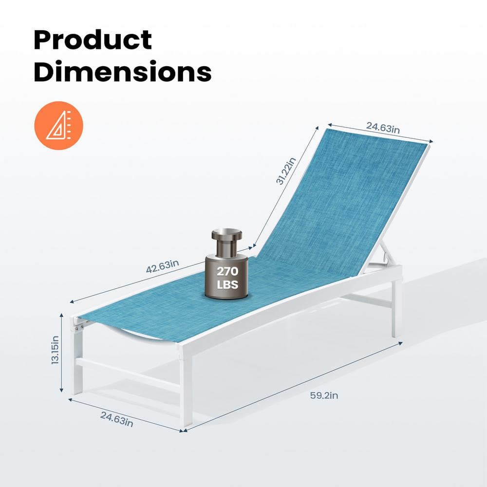 Seabreeze Blue and White Adjustable Aluminum Beach Lounger