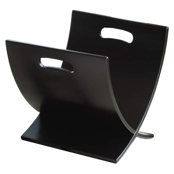 Wooden Magazine Rack, Black, Freestanding, 13 in. x 12 in. x 12 in.