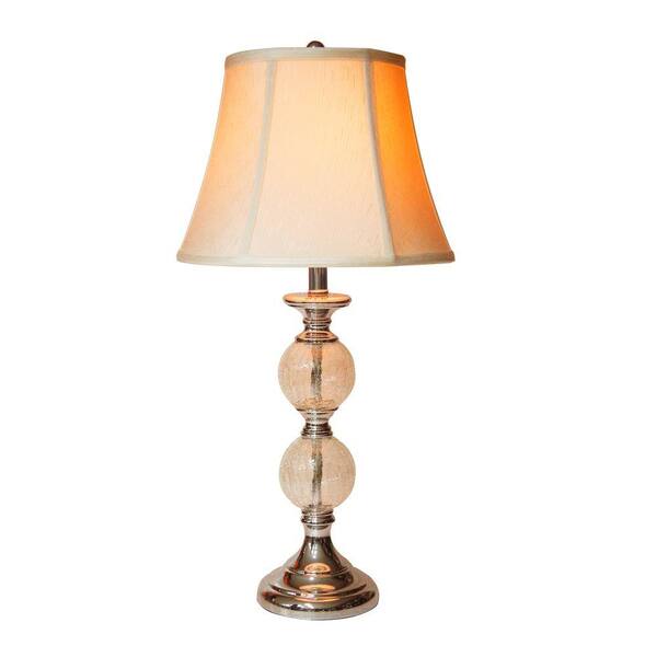 Hampton Bay Mix and Match Chrome and Glass Orb Table Lamp with Ivory Round Bell Shade