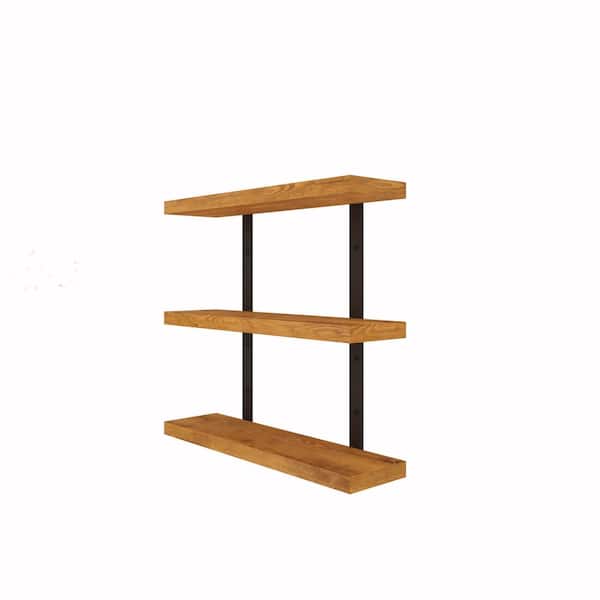 Intrinsic Haven Grace Rustic 20 in. W x 5.5 in. D Light Brown Pine Wood Tiered Decorative Wall Shelf