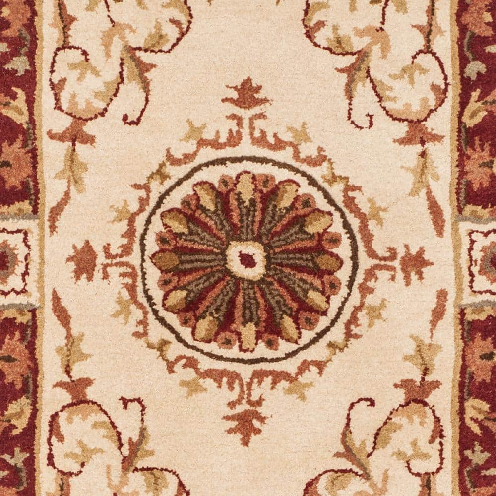 Ivory and Red Hand-Tufted Wool Area Rug 30" x 7"