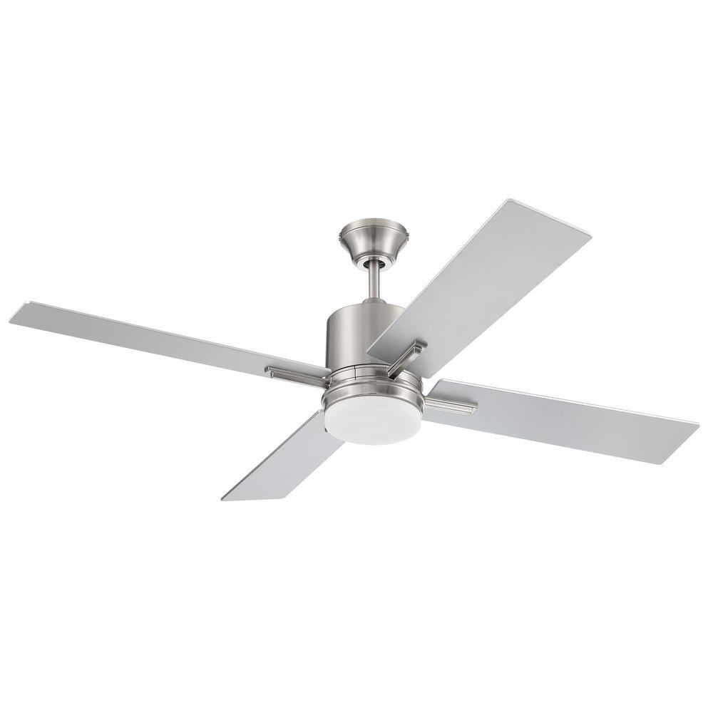 Transitional 52" White Low Profile Ceiling Fan with LED Light