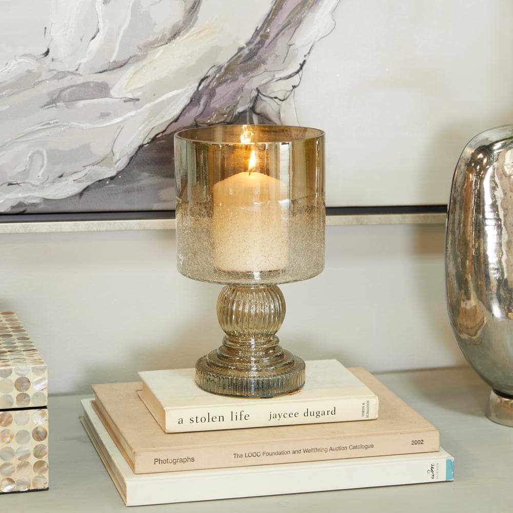 Brass and Glass 11" Traditional Hurricane Candle Lantern