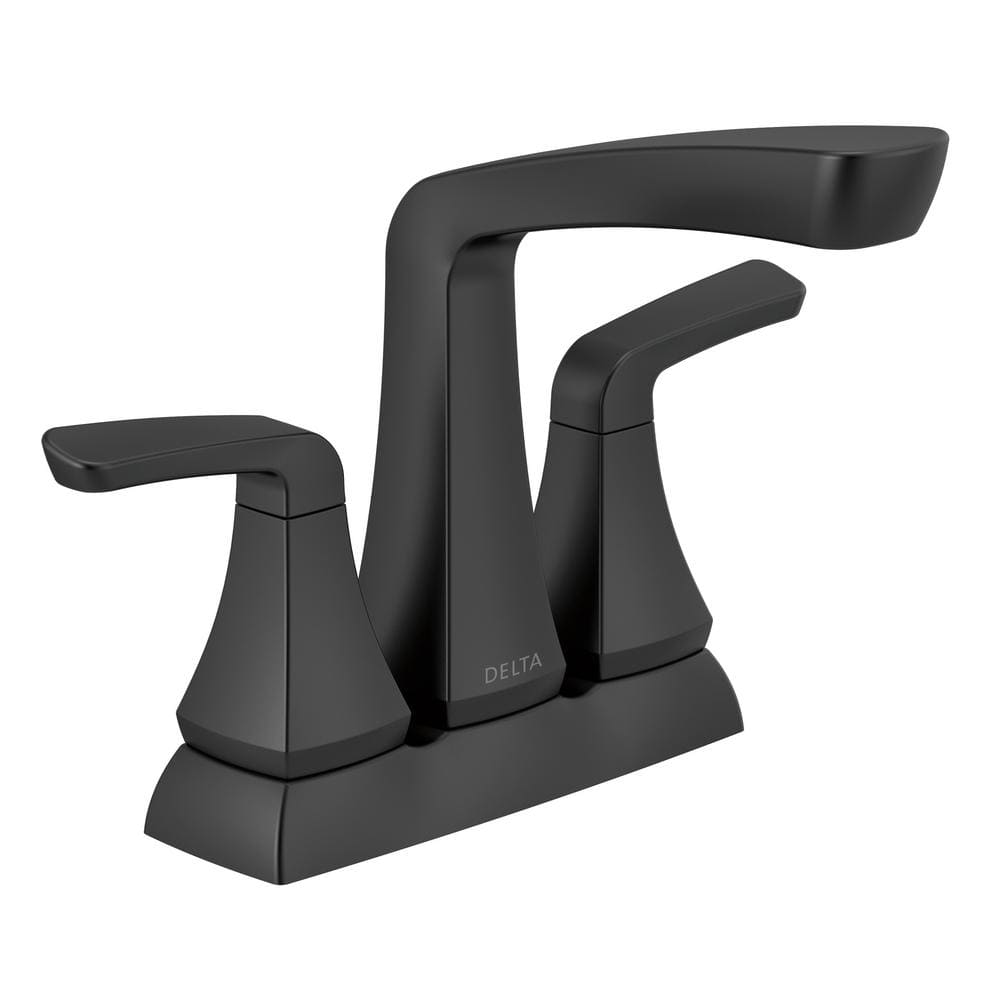 Delta Vesna 4 In Centerset 2 Handle Bathroom Faucet In Matte Black   Matte Black Delta Centerset Bathroom Faucets 25789lf Bl 64 1000 