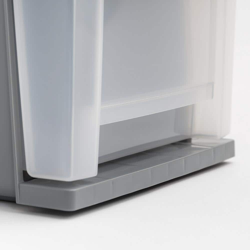 Gray Clear Stackable Plastic Storage Drawers, Set of 5