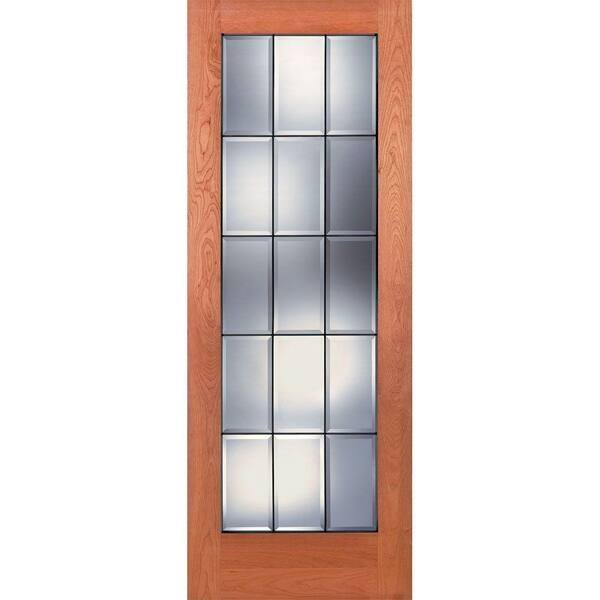 Feather River Doors 30 in. x 80 in. 15 Lite Unfinished Cherry Clear Bevel Patina Woodgrain Interior Door Slab