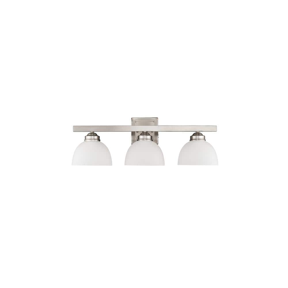 Somerset Brushed Nickel 3-Light Bath Vanity with Satin Glass