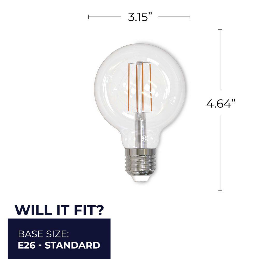 Set of 2 Clear G25 Dimmable LED Light Bulbs