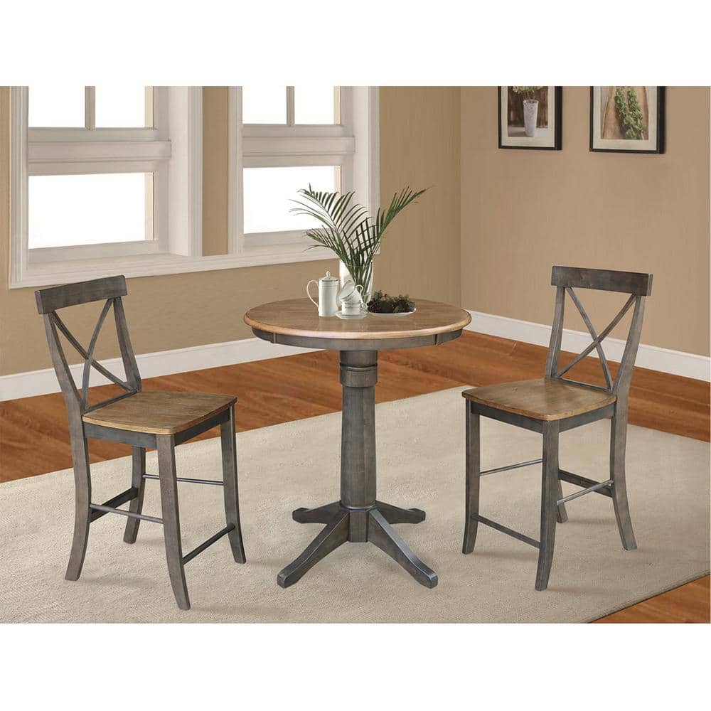 Hickory Washed Coal Solid Wood Traditional Counter Stool