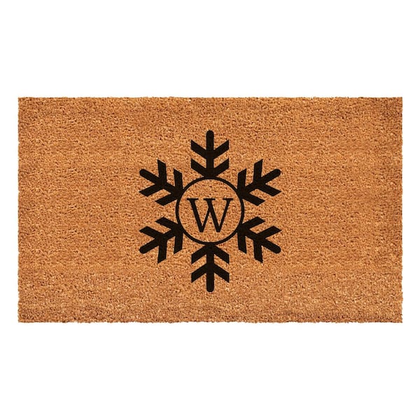 Calloway Mills Snowflake Natural 30 in. x 48 in. Coir Monogrammed (Letter W) Door Mat
