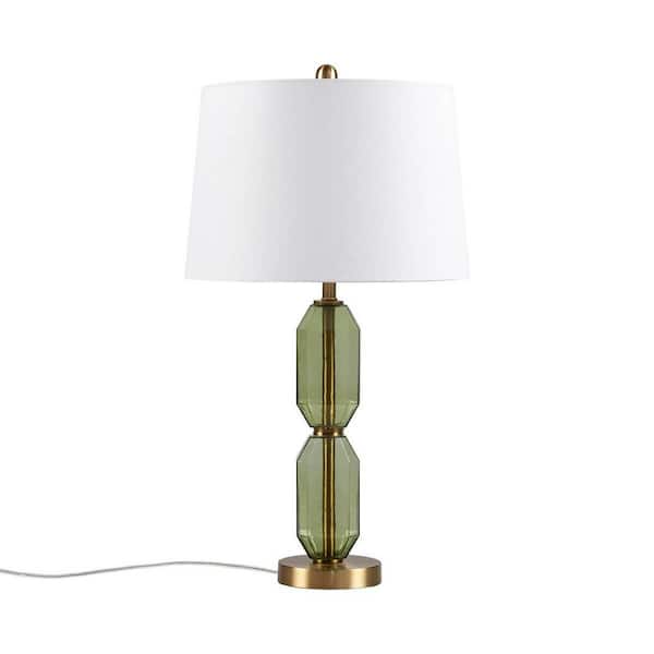 26.5 in. H Faceted Green Glass Table Lamp Green See Below
