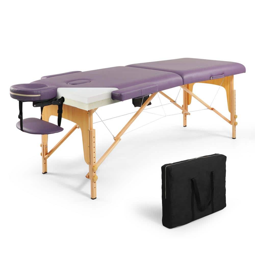 CAPHAUS 84 in. Purple Memory Foam Massage Table with