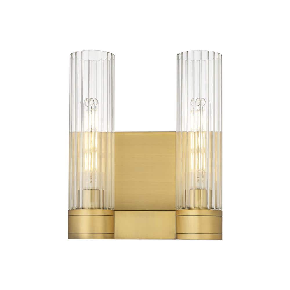 Empire 10.5 in. 2-Light Brushed Brass Wall Sconce with Glass Shade price history on PriceWatchPro