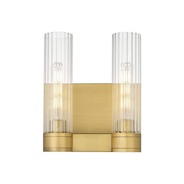 Innovations Empire 10.5 in. 2-Light Brushed Brass Wall Sconce with Glass Shade