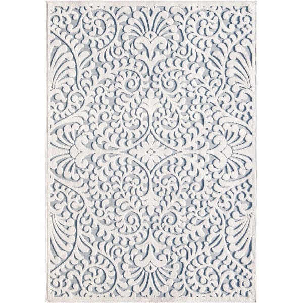 Bluebonnets Blue 8 ft. x 11 ft. Indoor/Outdoor Area Rug